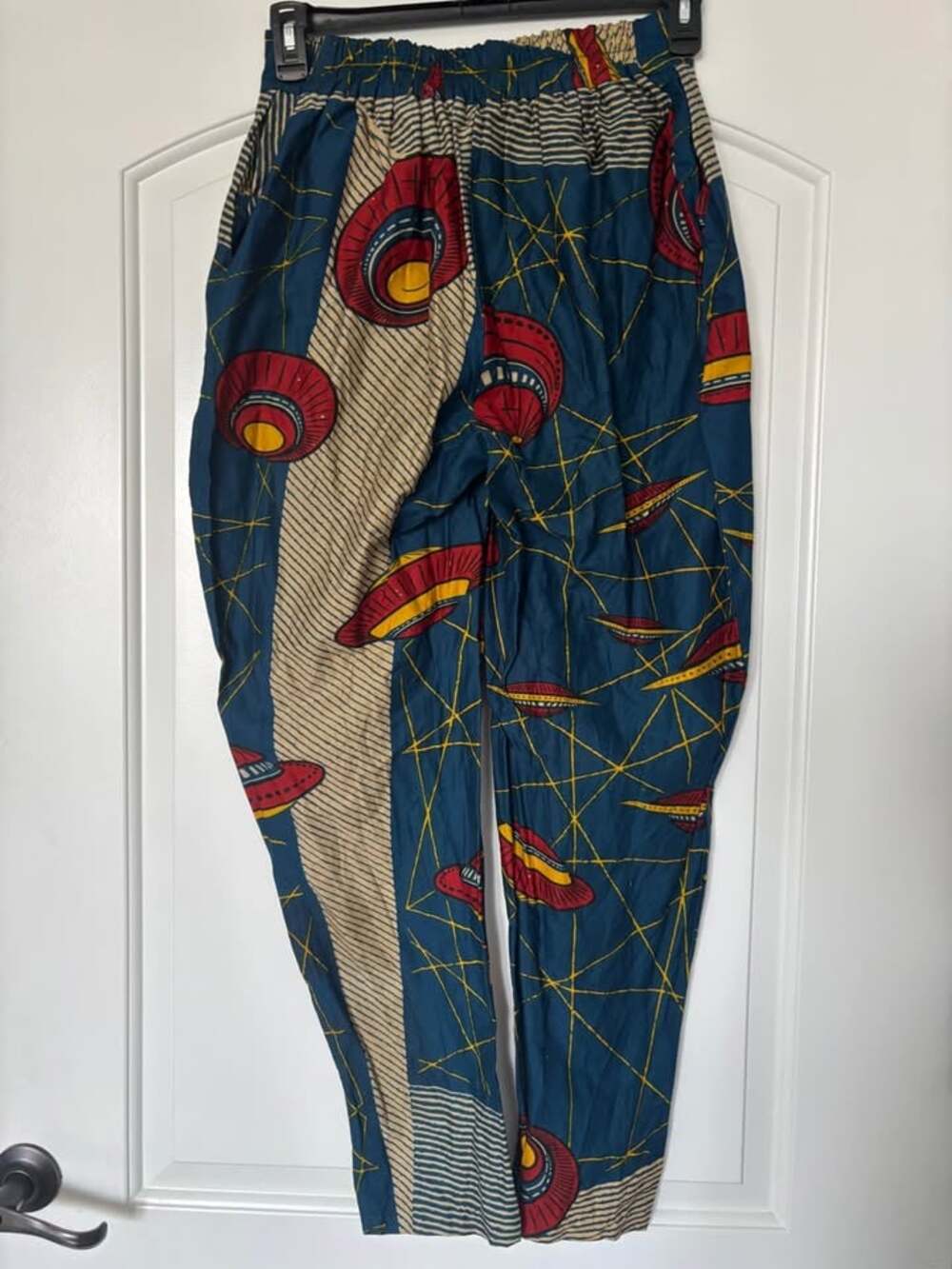 Grass-Fields African Print Harem Tapered Pants UFO Galaxy Ankara Womens Size 14 - Picture 3 of 8